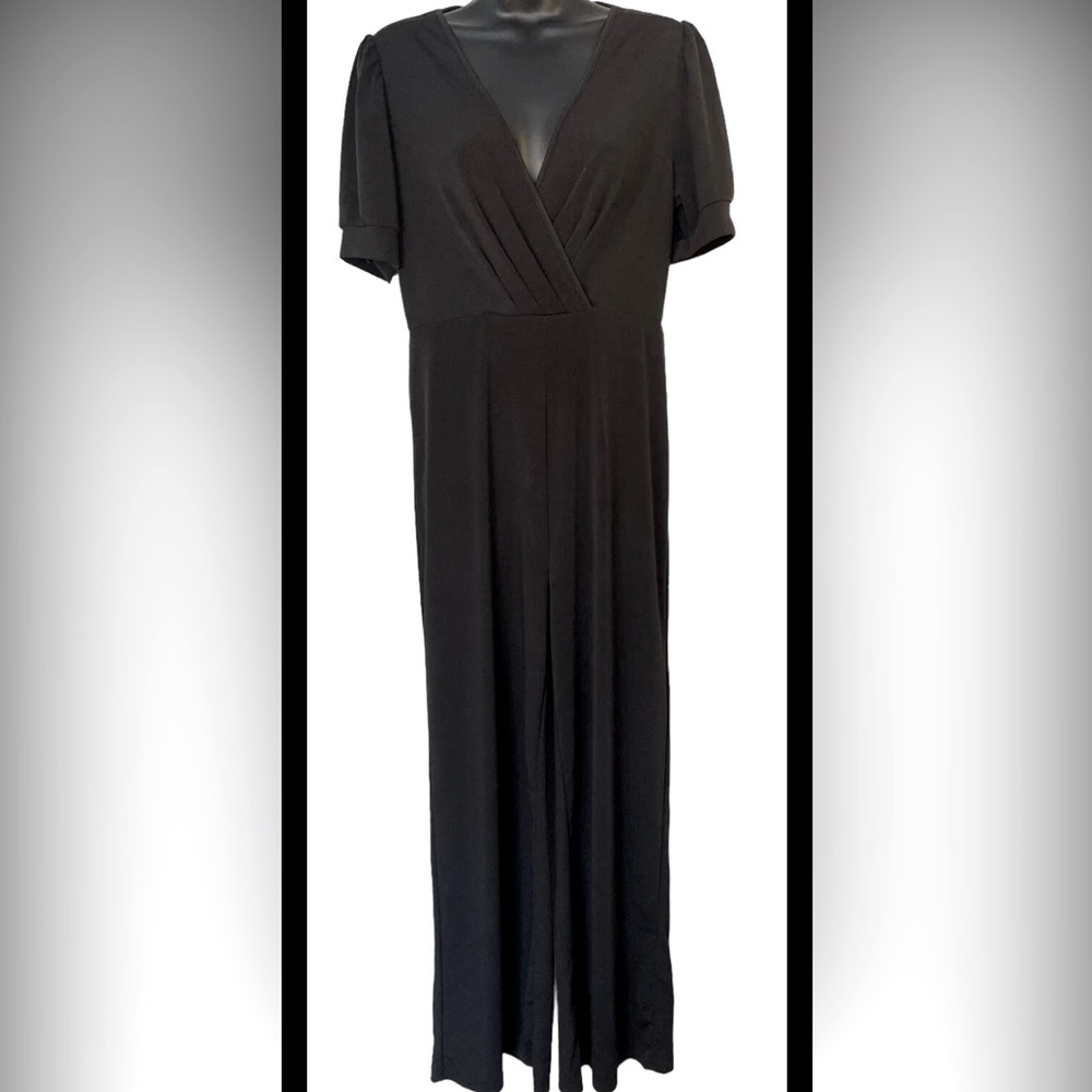 SHEIN Solid Black‎ Wide Leg Pant One Piece Jumpsuit Womens Size Large